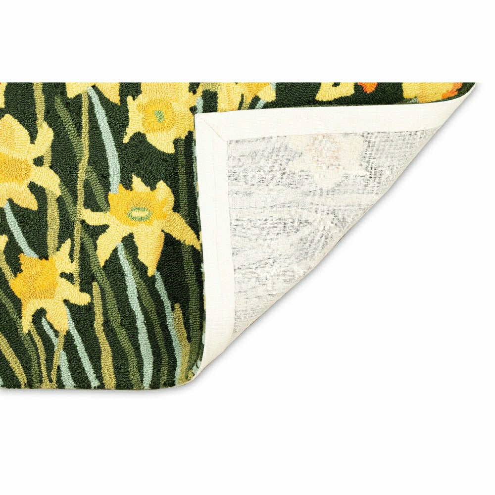 Plow & Hearth Liora Manne Frontporch Daffodil Indoor/Outdoor Mat Green 2' x 3'