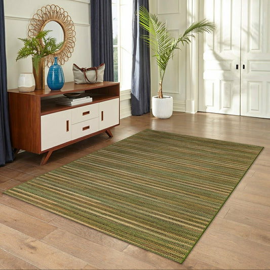 Plow & Hearth Liora Manne Marina Stripes Indoor/Outdoor Area Rug Green