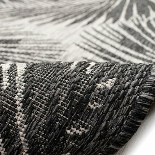 Plow & Hearth Liora Manne Carmel Fronds Indoor/Outdoor Area Rug Black