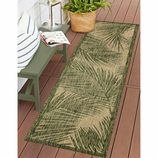 Plow & Hearth Liora Manne Carmel Fronds Indoor/Outdoor Area Rug Green 4'10" x 7'6"