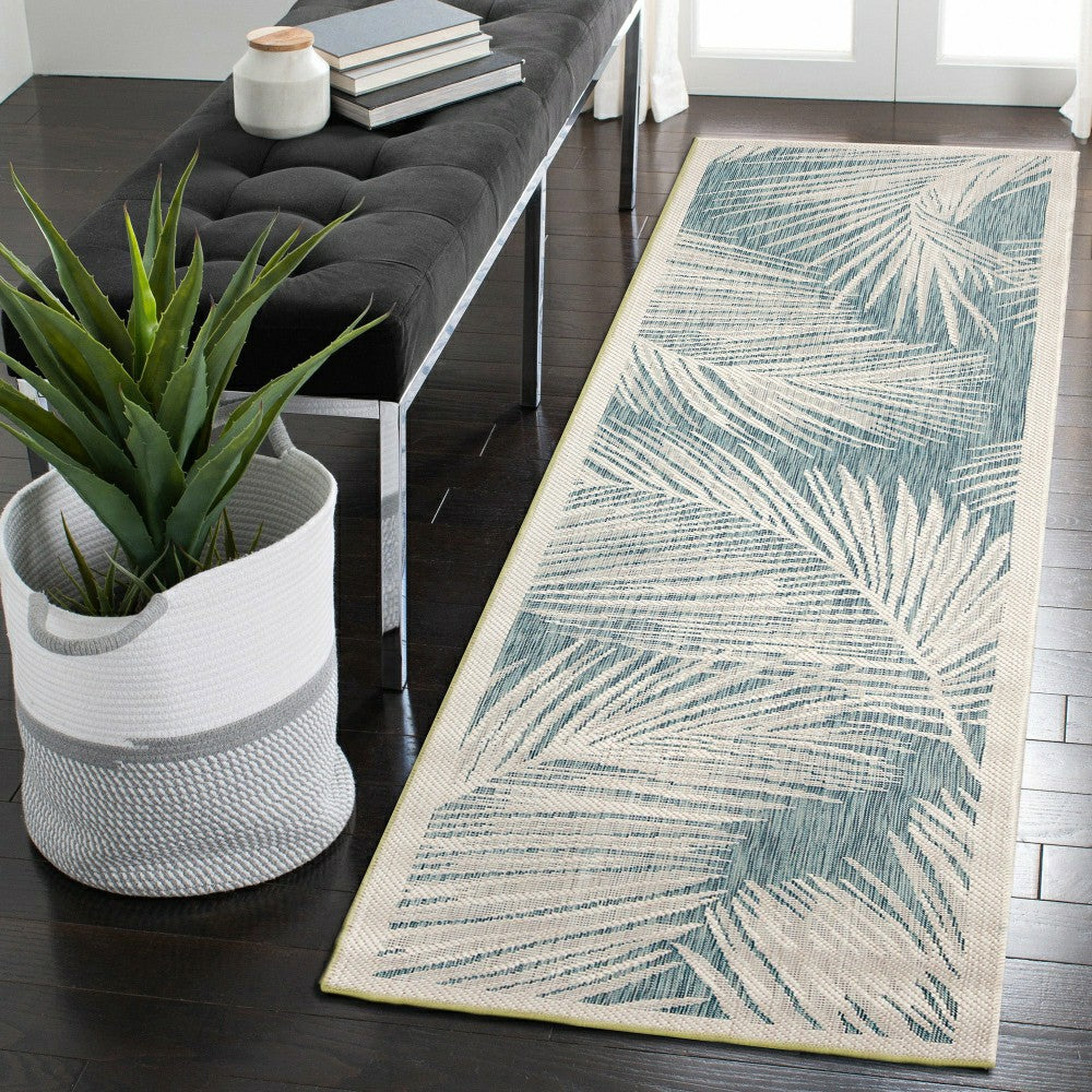 Plow & Hearth Liora Manne Carmel Fronds Indoor/Outdoor Area Rug Aqua