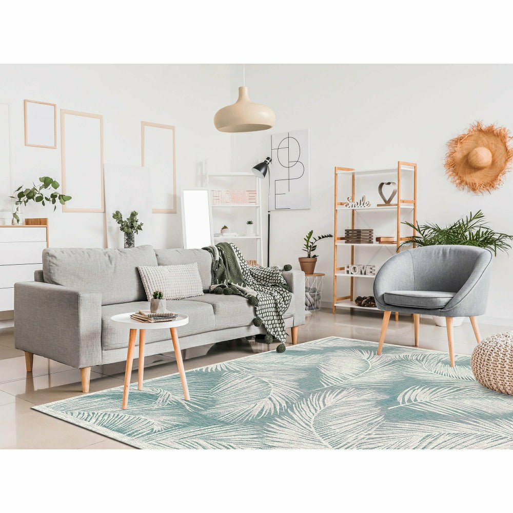 Plow & Hearth Liora Manne Carmel Fronds Indoor/Outdoor Area Rug Aqua