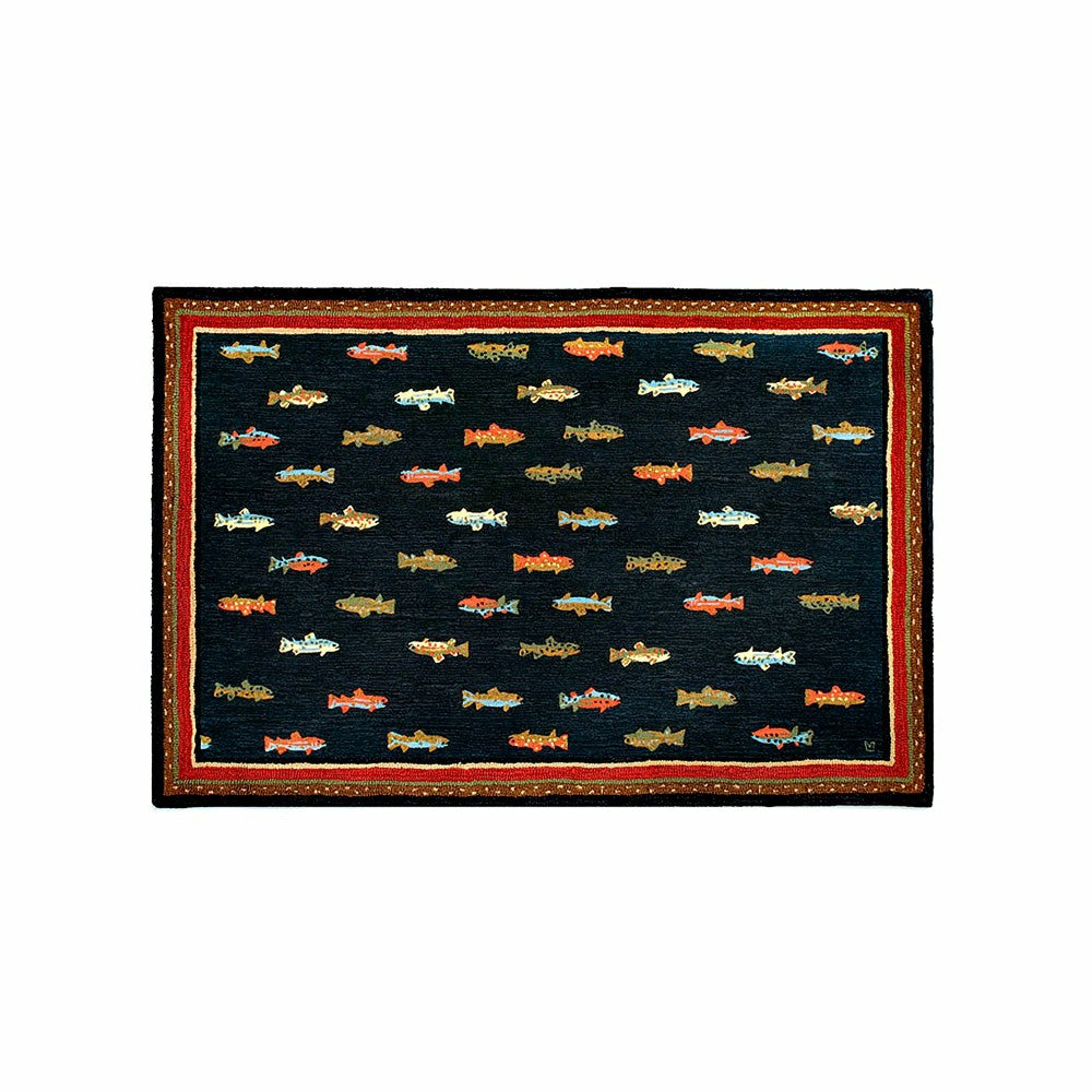 Plow & Hearth River Fish Hand-Hooked Wool Accent Rug