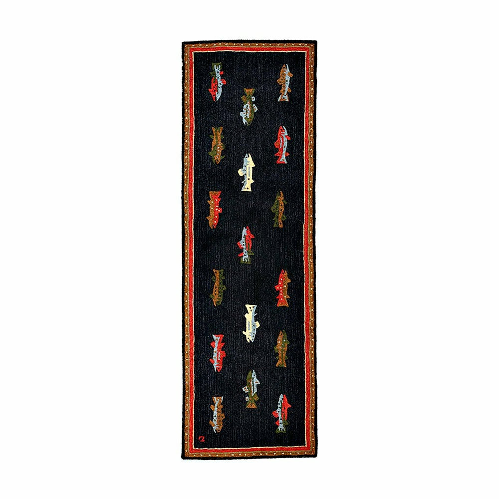 Plow & Hearth River Fish Hand-Hooked Wool Accent Rug