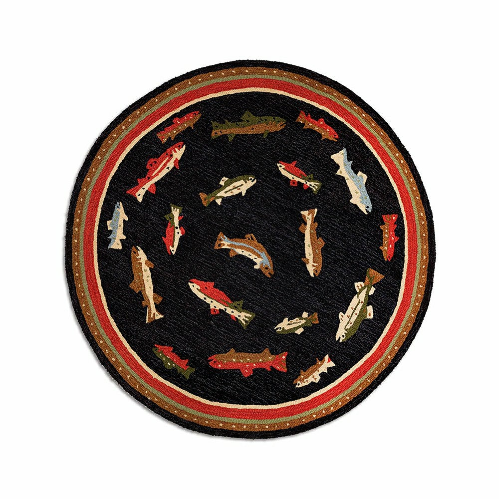 Plow & Hearth River Fish Hand-Hooked Wool Accent Rug