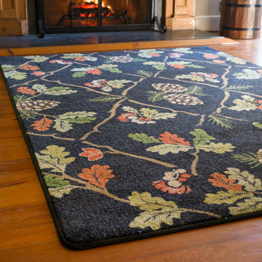 Plow & Hearth Oakwood Pine Cone and Oak Leaf Rug, 7'8" x 10'9"