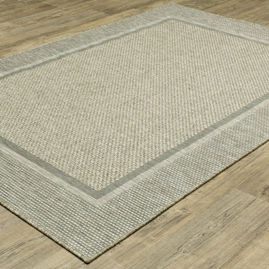 Plow & Hearth Indoor/Outdoor Yucatan Border Polypropylene Rug, 9'10" x 12'10"