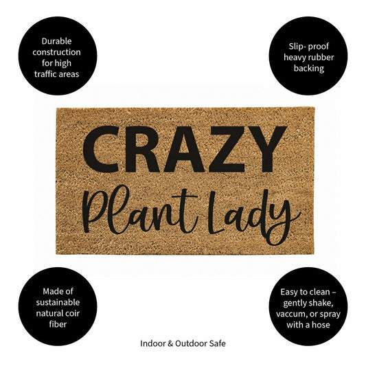 Plow & Hearth Crazy Plant Lady Coir Mat