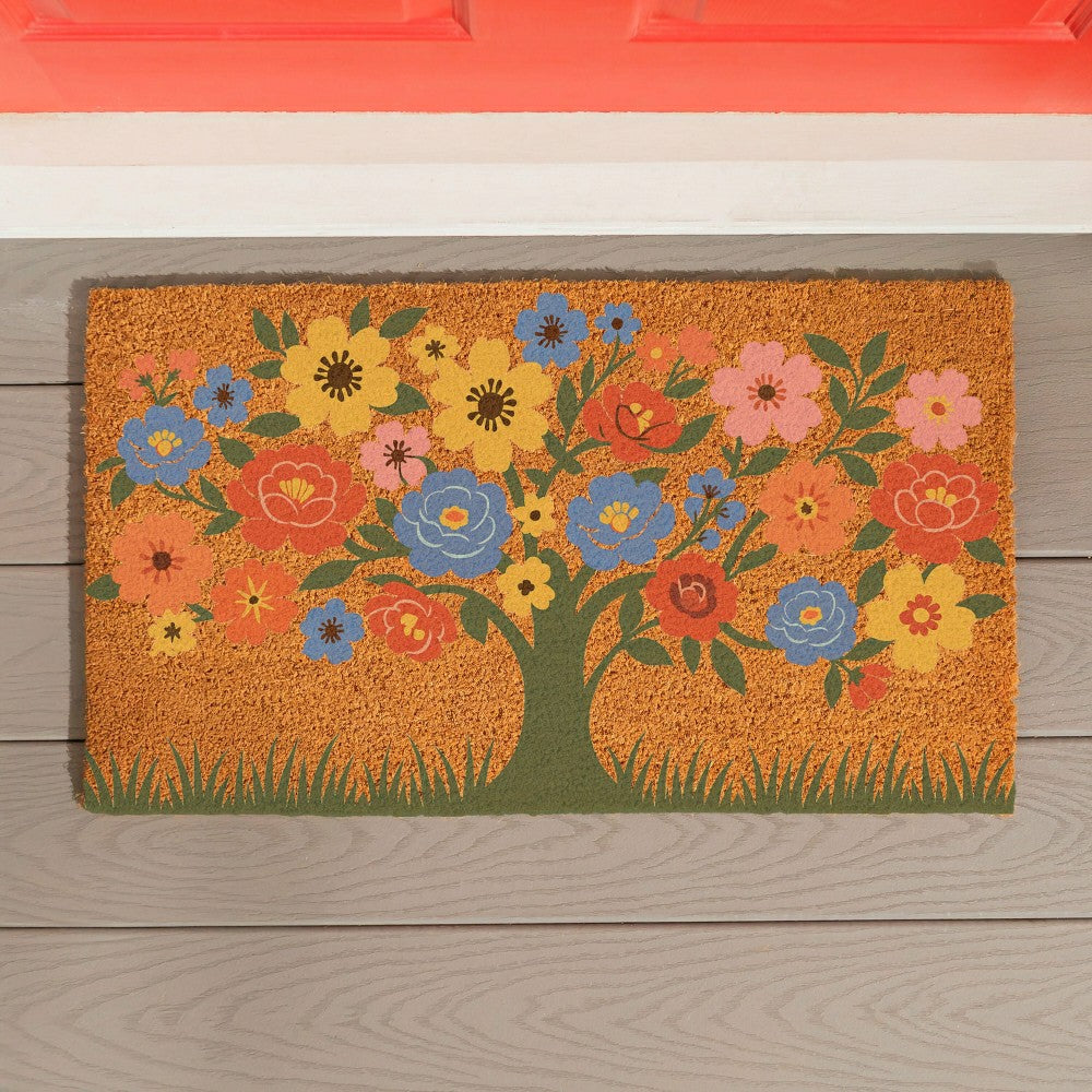 Plow & Hearth Blooming Tree of Life Coir Mat