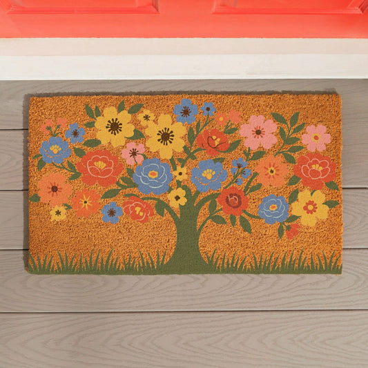 Plow & Hearth Blooming Tree of Life Coir Mat