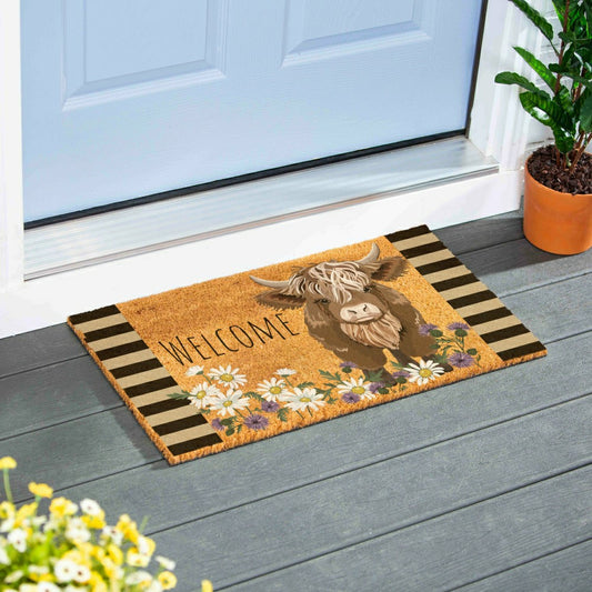 Plow & Hearth Petal & Plow Highland, Cow Coir Mat 28"x16"