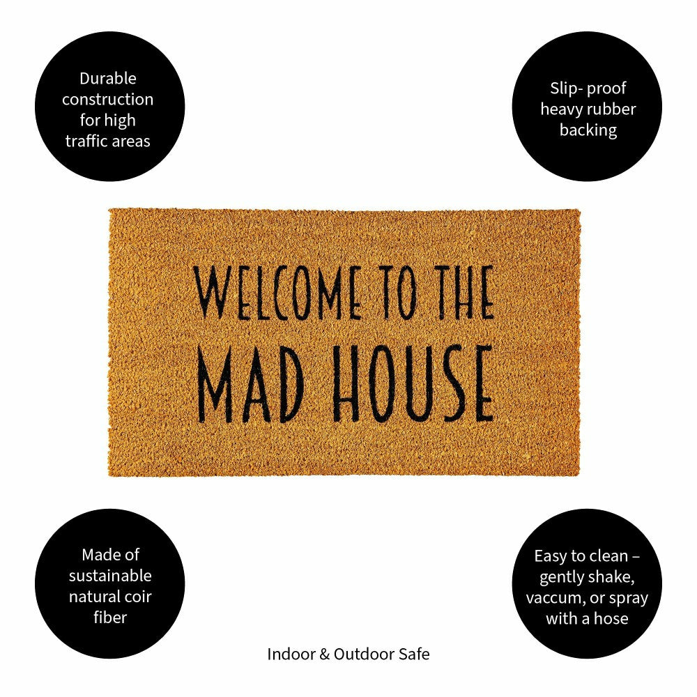 Plow & Hearth Welcome to the Mad House Coir Mat