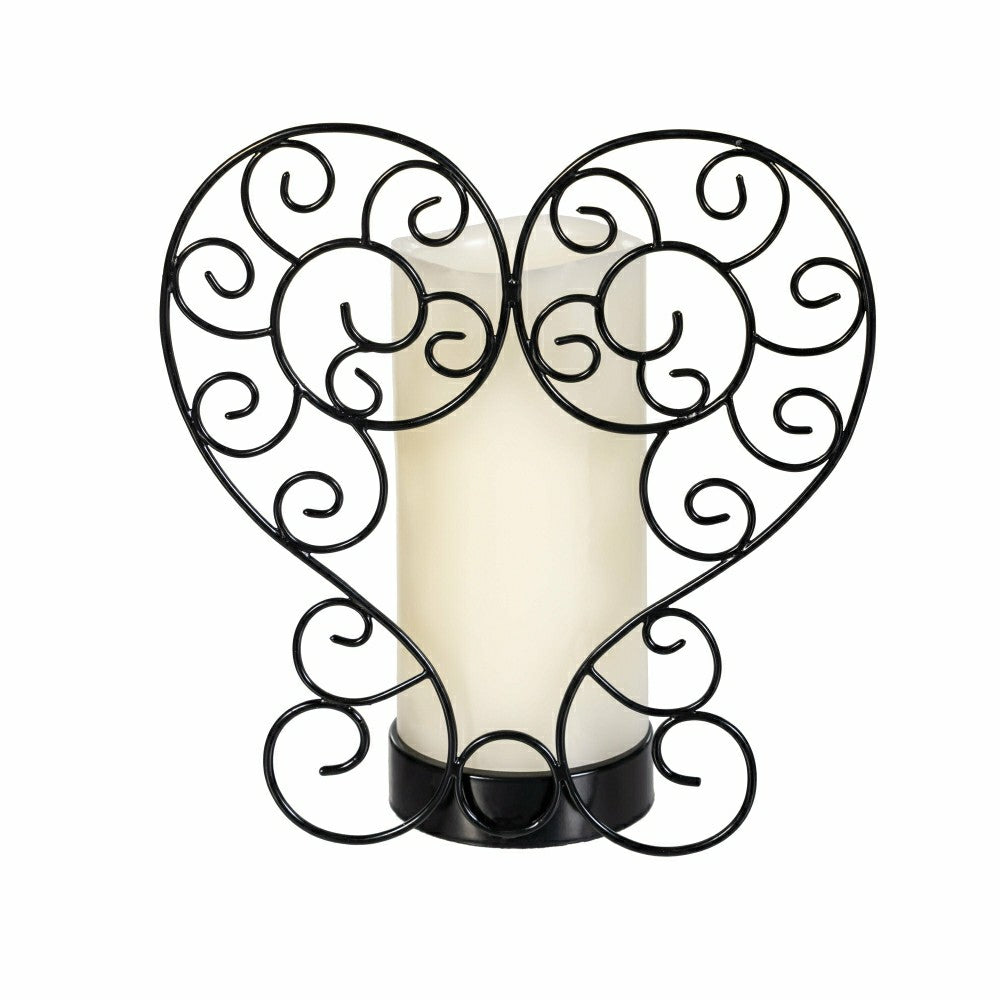 Plow & Hearth Memorial LED Candle with Flickering Flame and Heart Metal Base, Heart