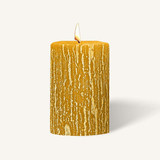 Plow & Hearth Timberline Pillar Candles - Mustard - 6 Pack