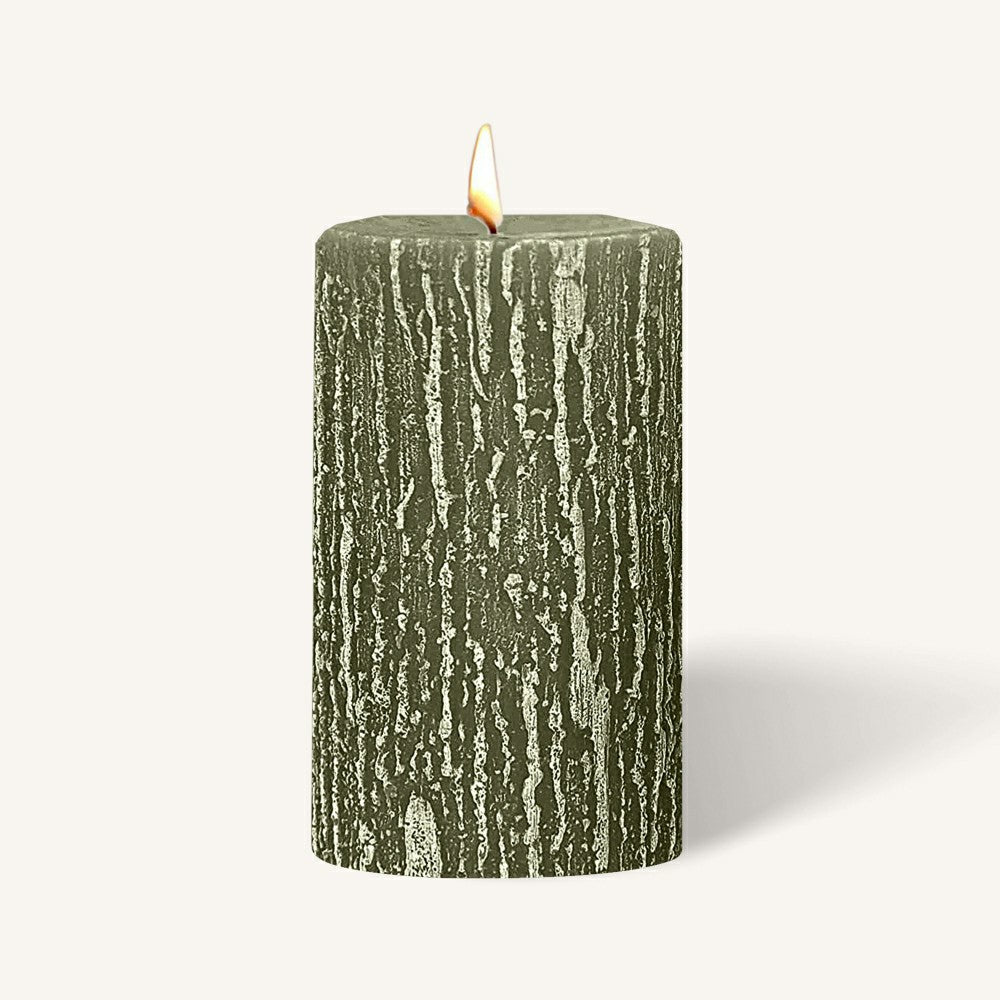 Plow & Hearth Timberline Pillar Candles - Olive Green - 6 Pack