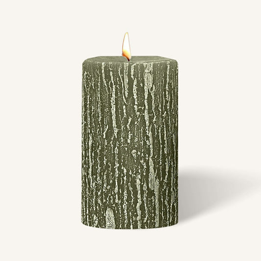 Plow & Hearth Timberline Pillar Candles - Olive Green - 6 Pack