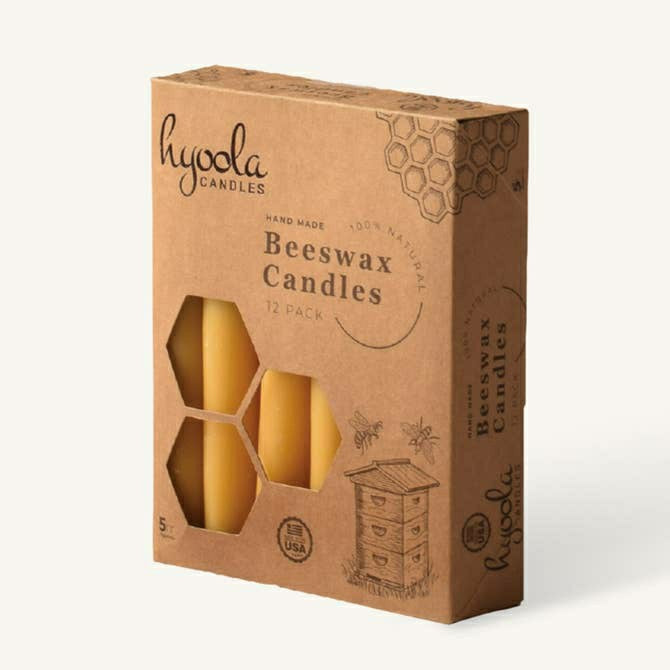 Plow & Hearth Yellow Beeswax Candles- 5 Hours - 12 Pack