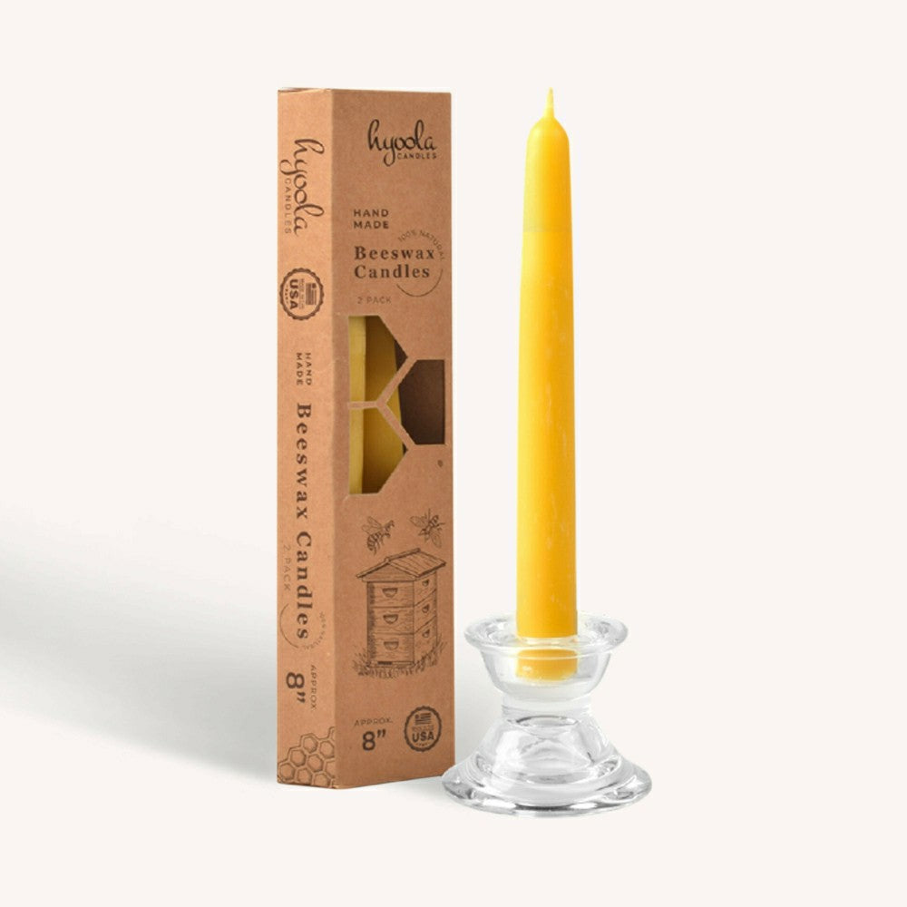 Plow & Hearth Yellow Beeswax Candles - 8 inch - 4 Pack