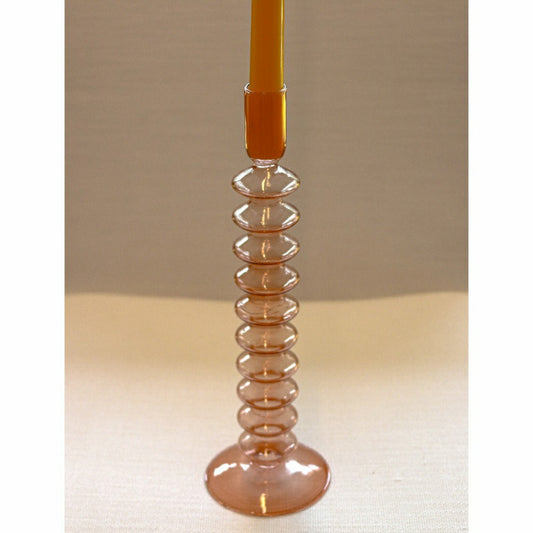 Plow & Hearth Coraline Peach Candle Holder, Set of 2
