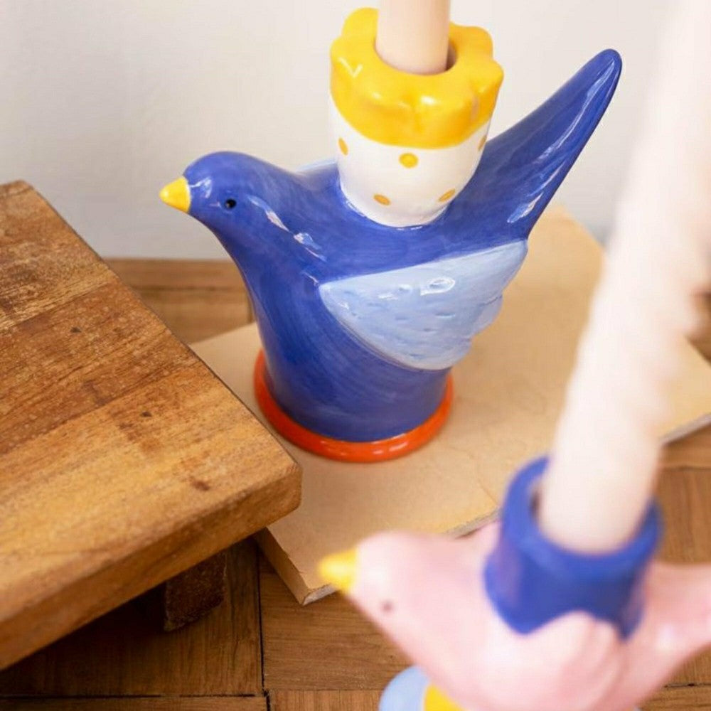 Plow & Hearth Ceramic Bird Tapered Candle Holder, Set of 5