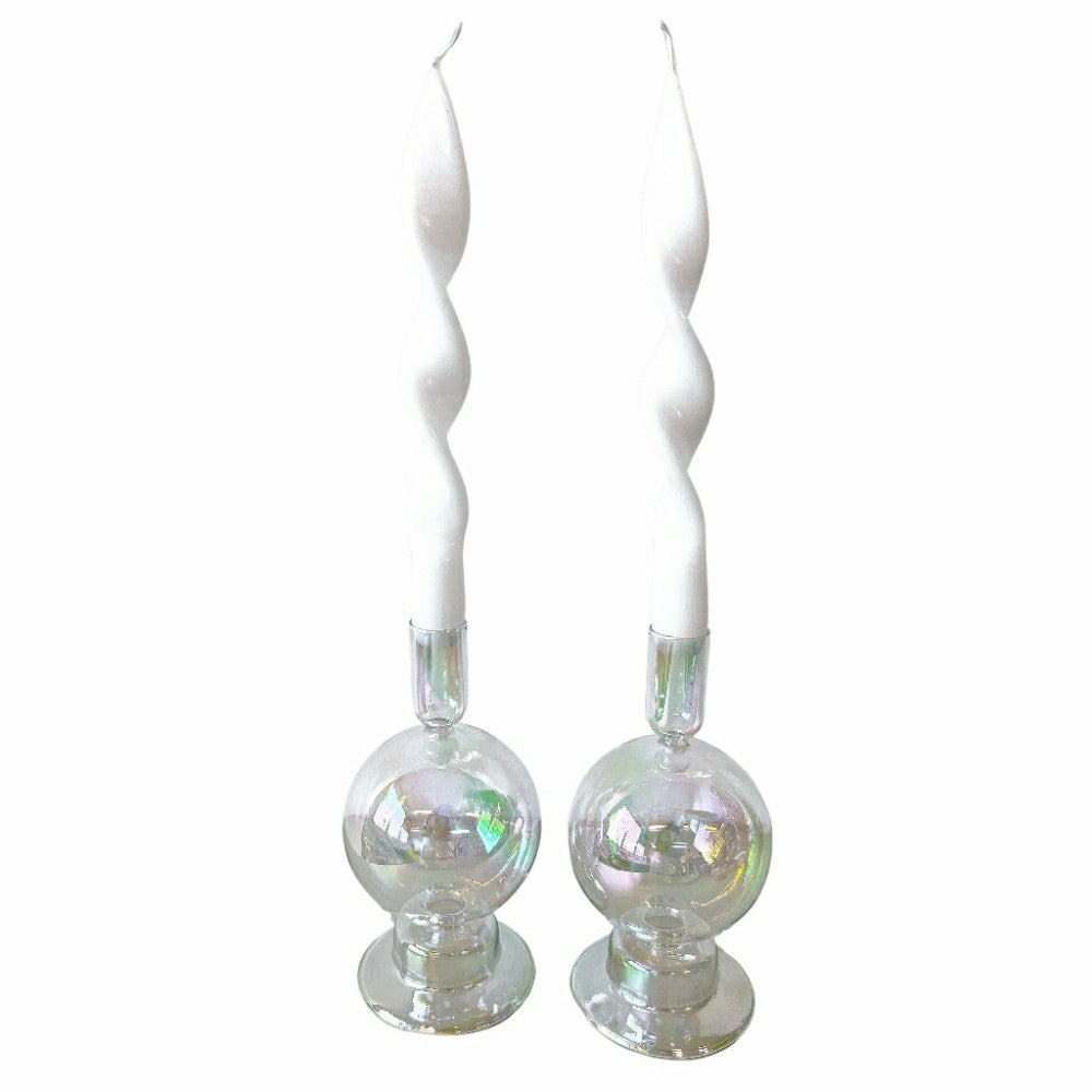 Plow & Hearth Set of 2 Rainbow Prism Bauble Candle Holders