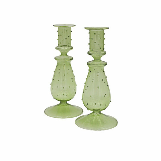 Plow & Hearth Set of 2 Olive Grove Dotty Candle Holders
