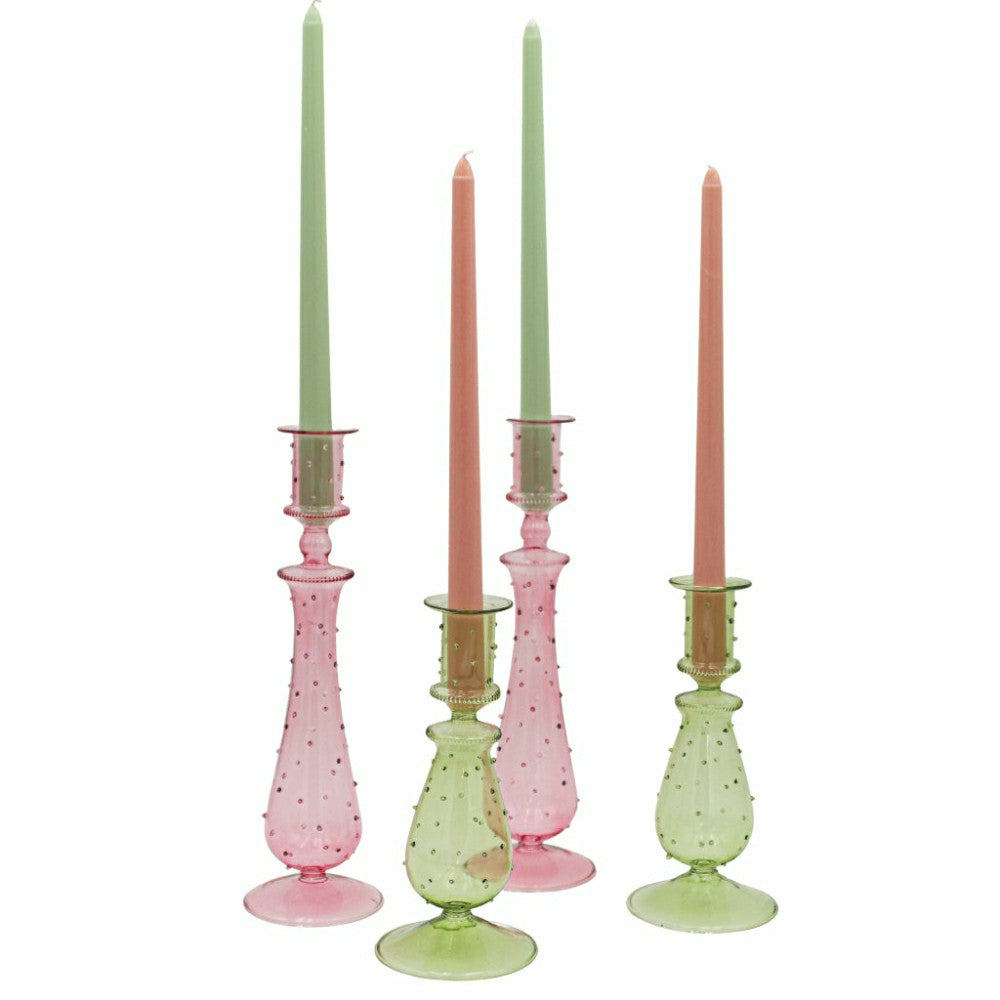 Plow & Hearth Set of 2 Olive Grove Dotty Candle Holders