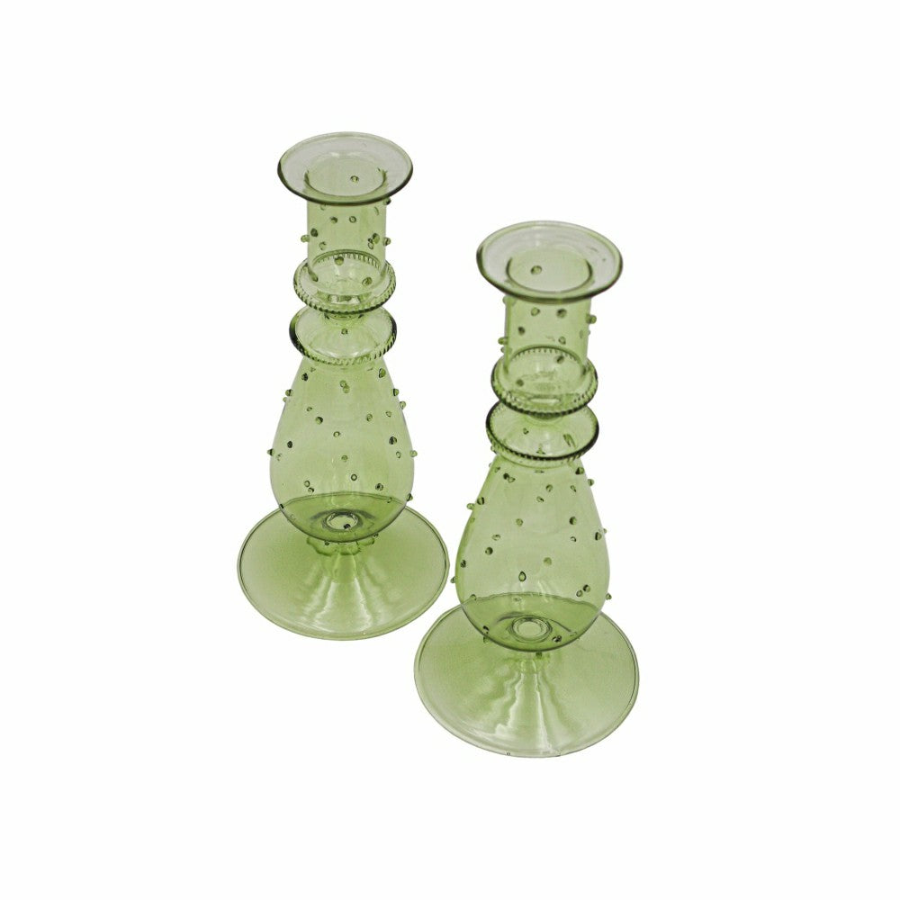 Plow & Hearth Set of 2 Olive Grove Dotty Candle Holders