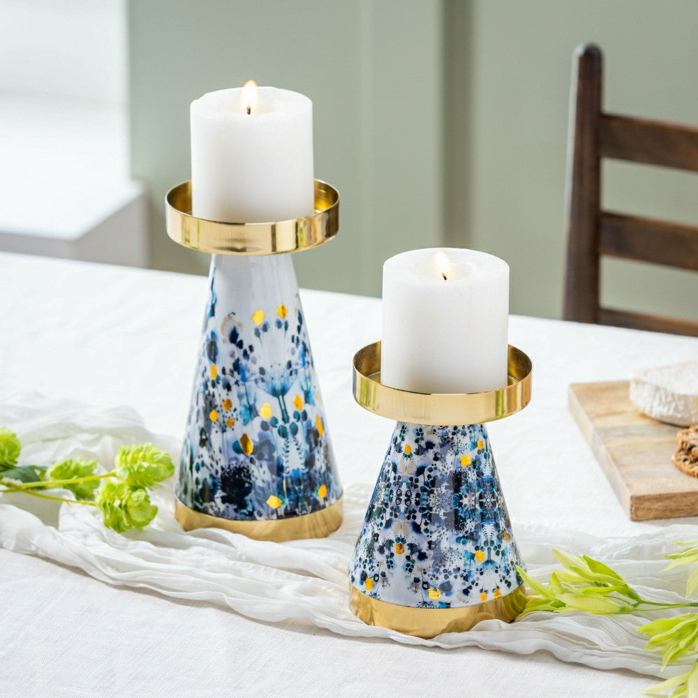 Plow & Hearth VivaStyle Gildede Meadow Candle Holder, Metal, Set of 2