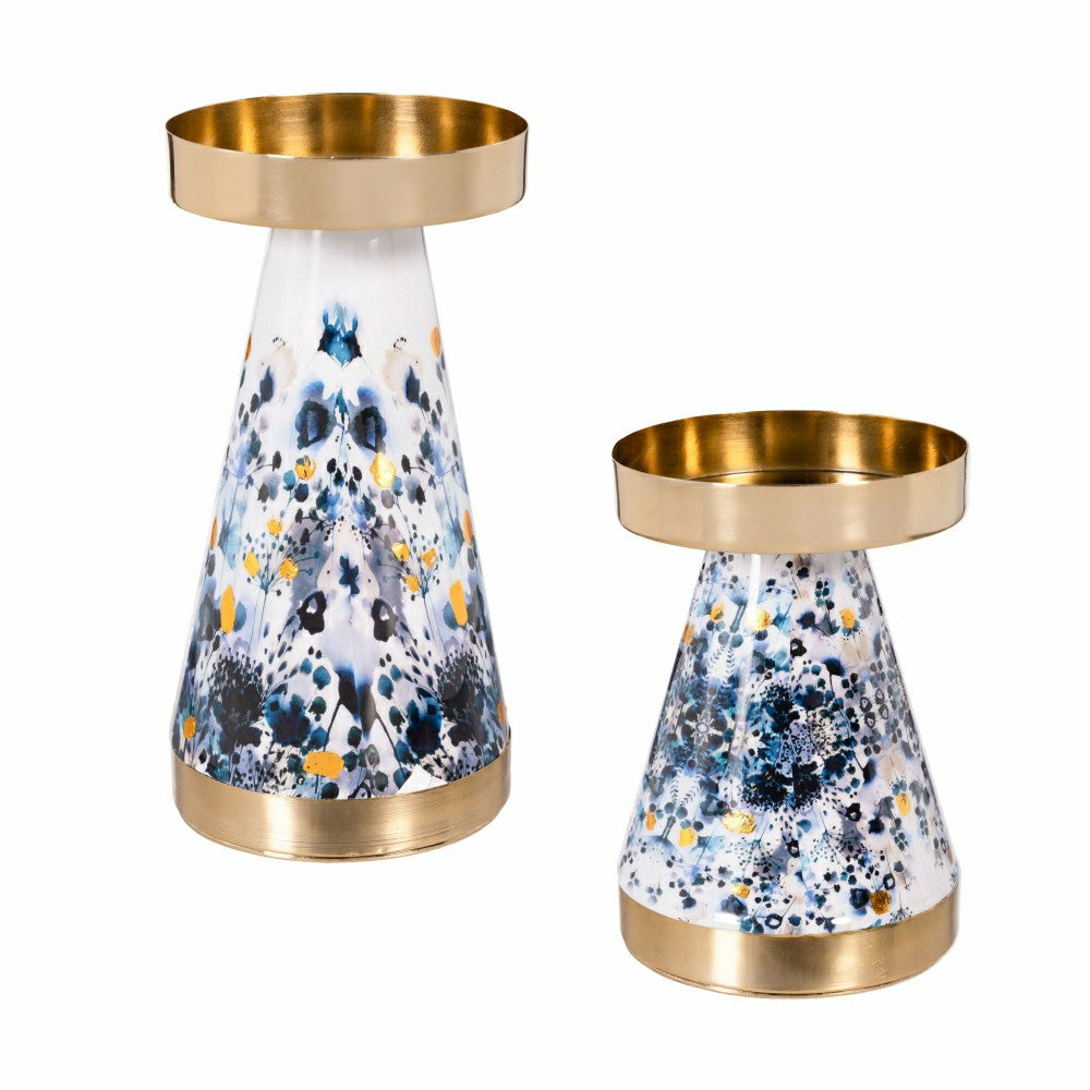 Plow & Hearth VivaStyle Gildede Meadow Candle Holder, Metal, Set of 2