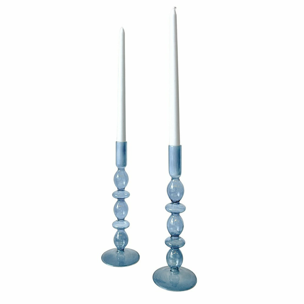 Plow & Hearth Azure Blue Candle Holder - Pair