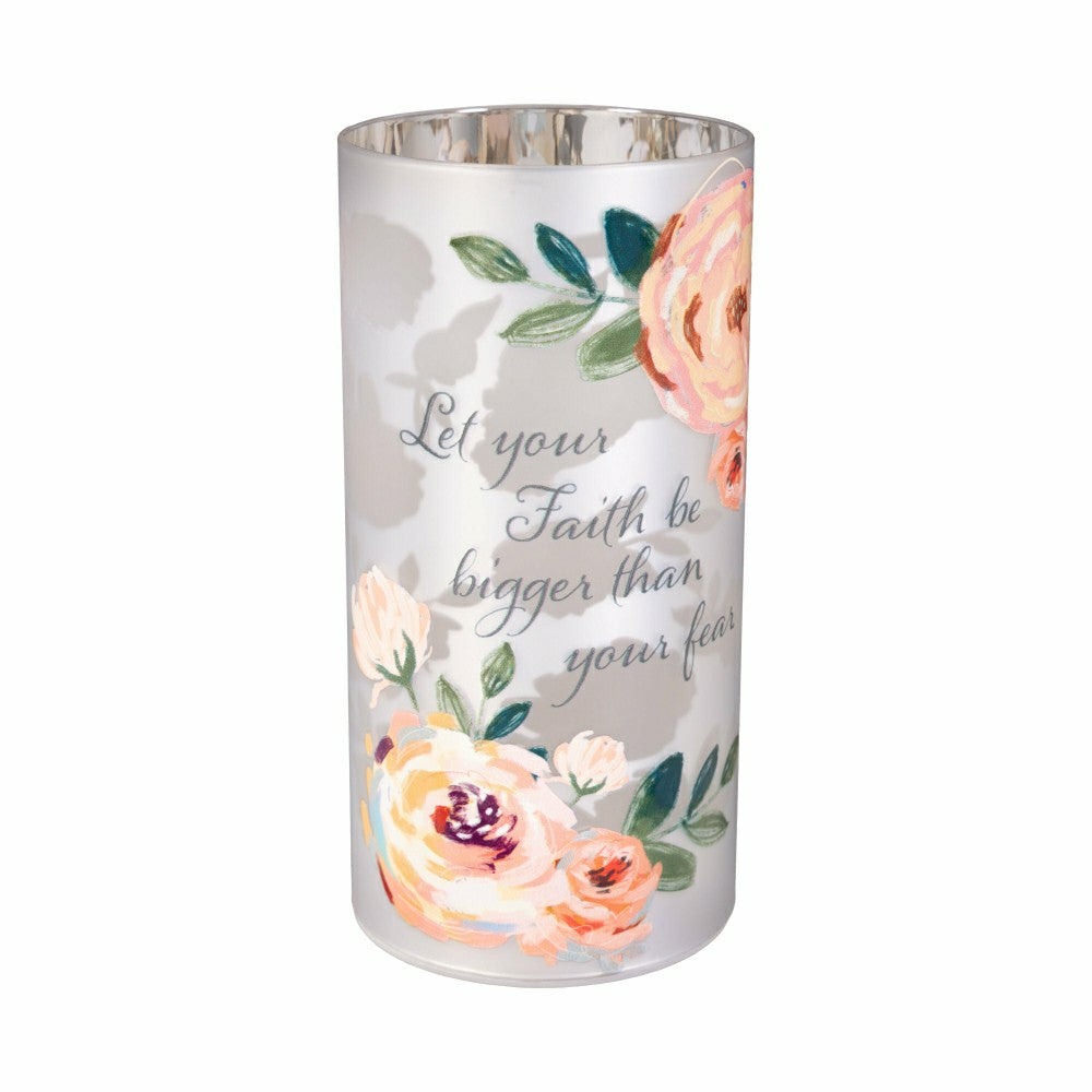 Plow & Hearth Simple Blessings LED Table Decor Glass Lasercut, 8"H