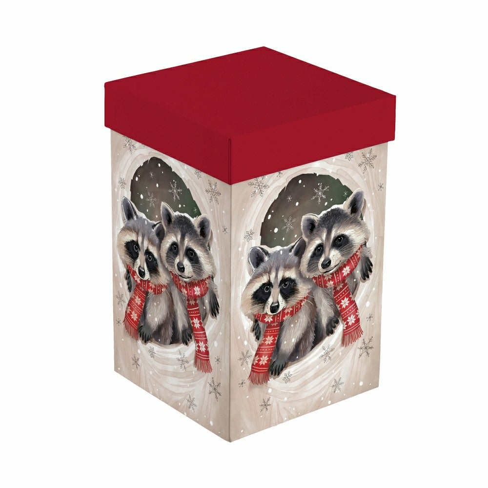 Plow & Hearth Winter Grove Travel Cup Ceramic Perfect Cup, Raccoon, 17oz, Gift Box