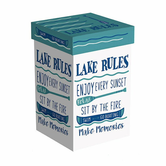 Plow & Hearth Ceramic Travel Cup, 17 OZ. ,w/box Lid, Lake Rules