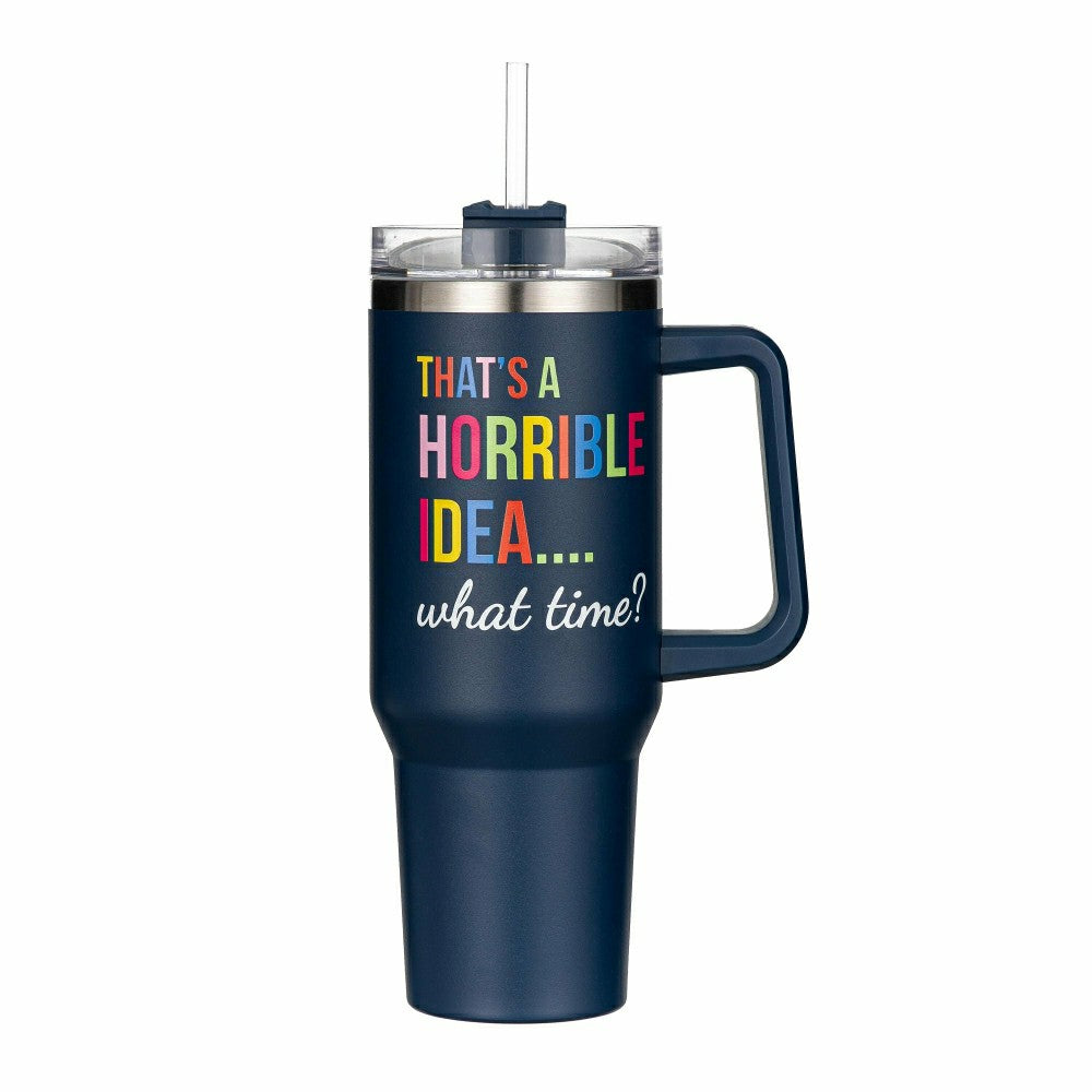 Plow & Hearth Tumbler Stainless-Steel Canyon Cup w/ Straw, That's A Horrible Idea Ca