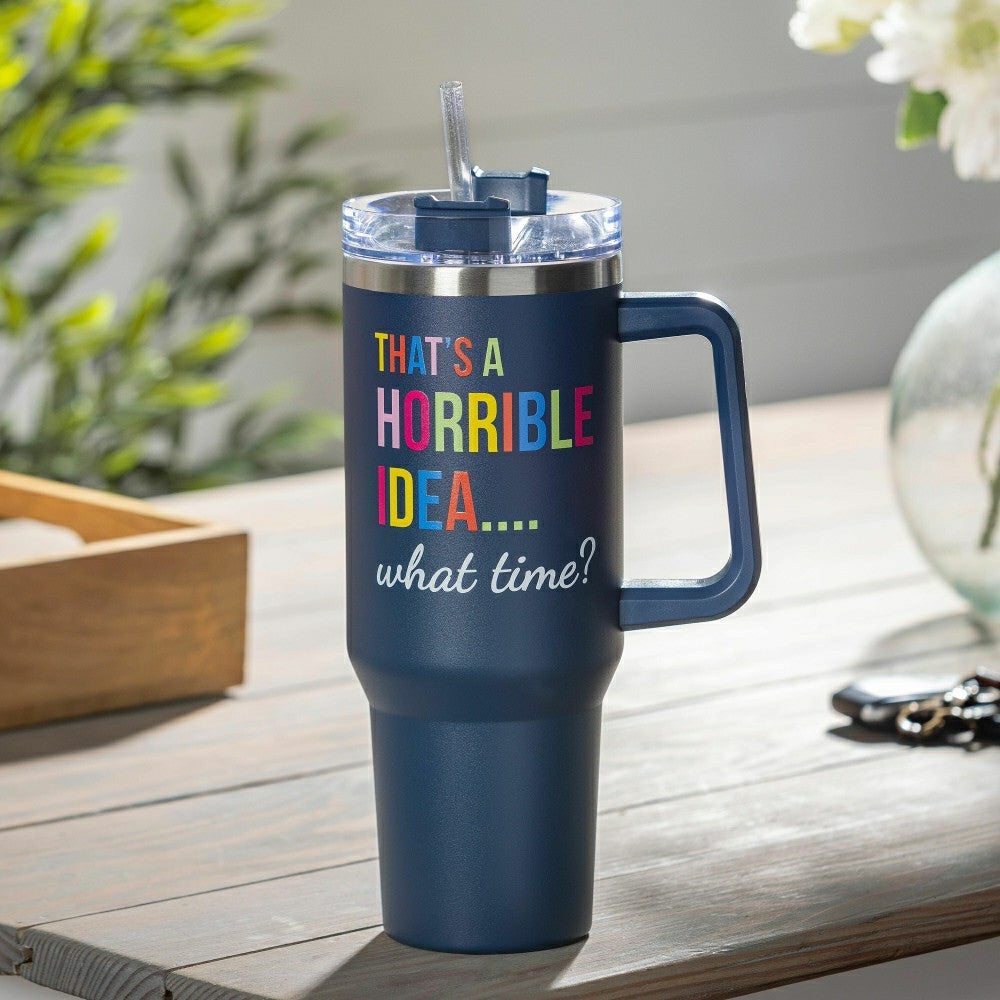 Plow & Hearth Tumbler Stainless-Steel Canyon Cup w/ Straw, That's A Horrible Idea Ca