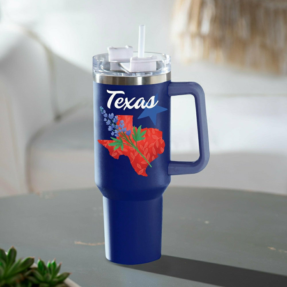 Plow & Hearth Double Wall Stainless Steel Canyon Cup w/ Straw, 40oz, Gift Box