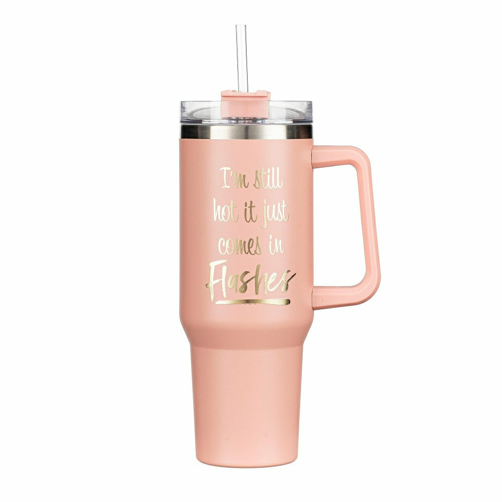 Plow & Hearth Tumbler Stainless-Steel Canyon Cup w/ Straw, I'm Still Hot Canyon Cup,