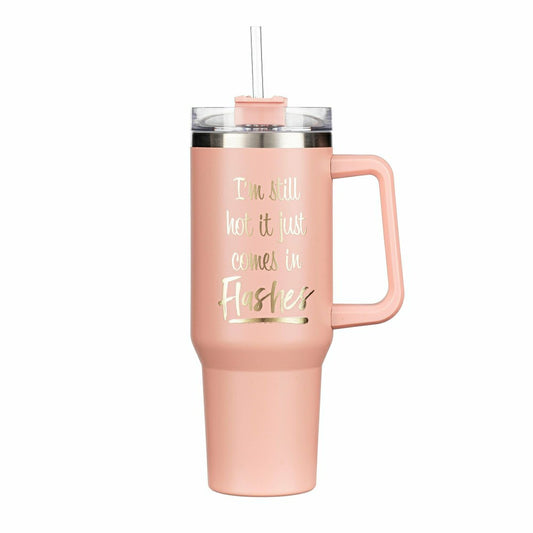 Plow & Hearth Tumbler Stainless-Steel Canyon Cup w/ Straw, I'm Still Hot Canyon Cup,