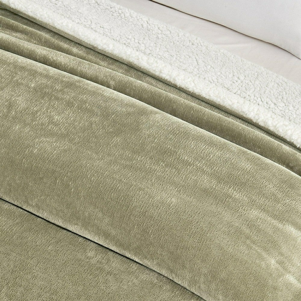Plow & Hearth Velvet Plush Sherpa Luxury Bed Blanket - Kinsley Collection