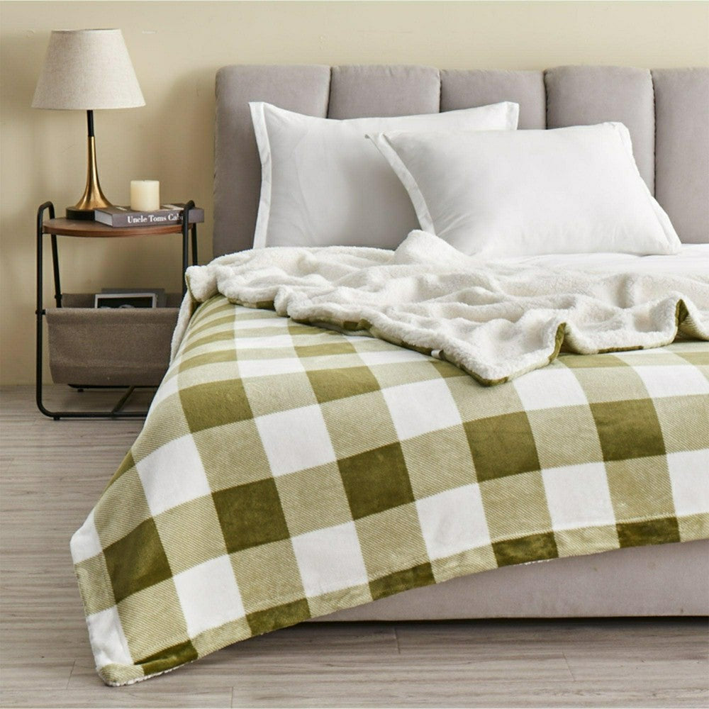 Plow & Hearth Velvet Plush Sherpa Luxury Bed Blanket - Kinsley Collection