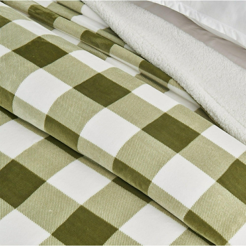 Plow & Hearth Velvet Plush Sherpa Luxury Bed Blanket - Kinsley Collection