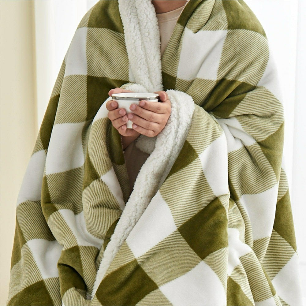 Plow & Hearth Velvet Plush Sherpa Luxury Bed Blanket - Kinsley Collection