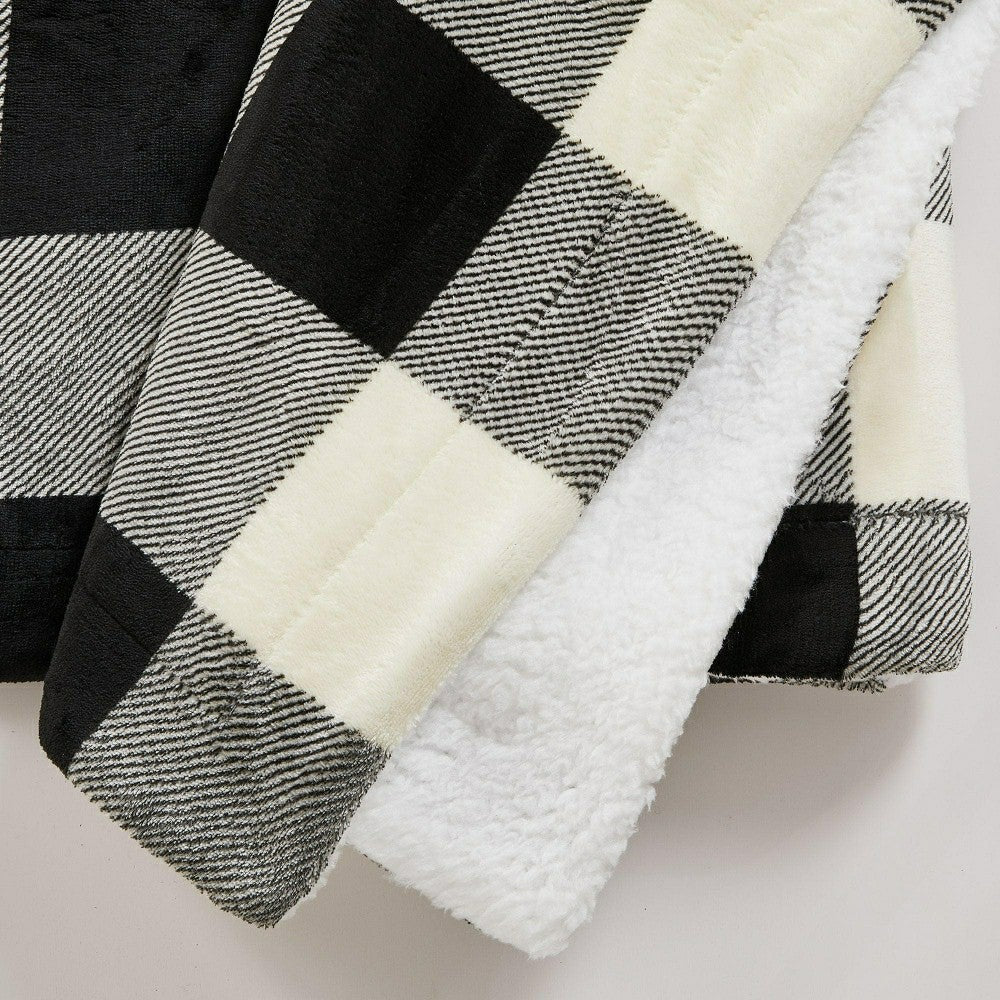 Plow & Hearth Velvet Plush Sherpa Luxury Bed Blanket - Kinsley Collection