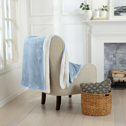 Plow & Hearth Velvet Plush Sherpa Luxury Bed Blanket - Kinsley Collection