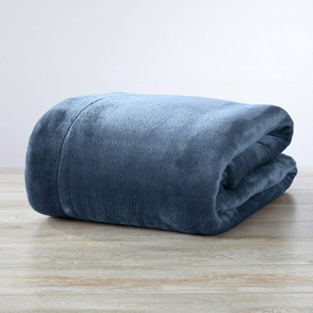 Plow & Hearth Velvet Plush Sherpa Luxury Bed Blanket - Kinsley Collection