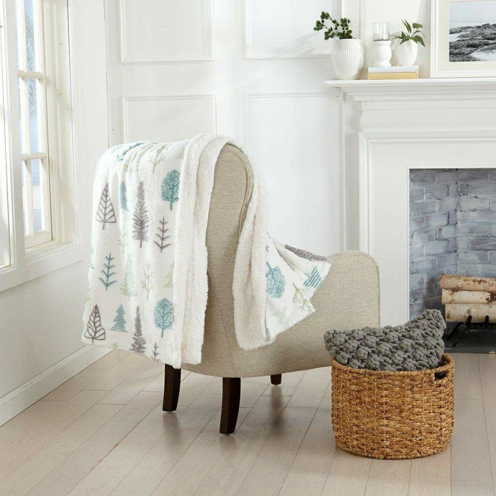 Plow & Hearth Velvet Plush Sherpa Luxury Bed Blanket - Kinsley Collection