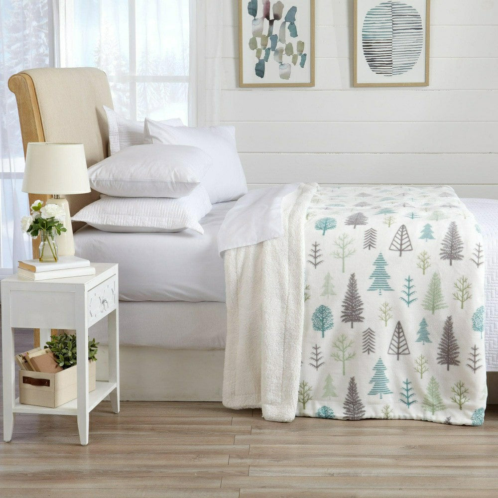 Plow & Hearth Velvet Plush Sherpa Luxury Bed Blanket - Kinsley Collection