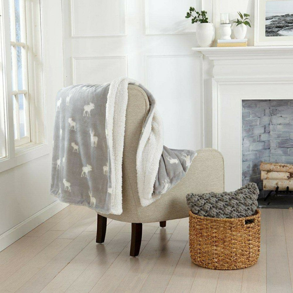 Plow & Hearth Velvet Plush Sherpa Luxury Bed Blanket - Kinsley Collection