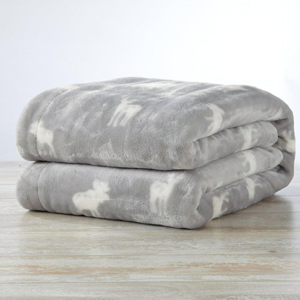 Plow & Hearth Velvet Plush Sherpa Luxury Bed Blanket - Kinsley Collection